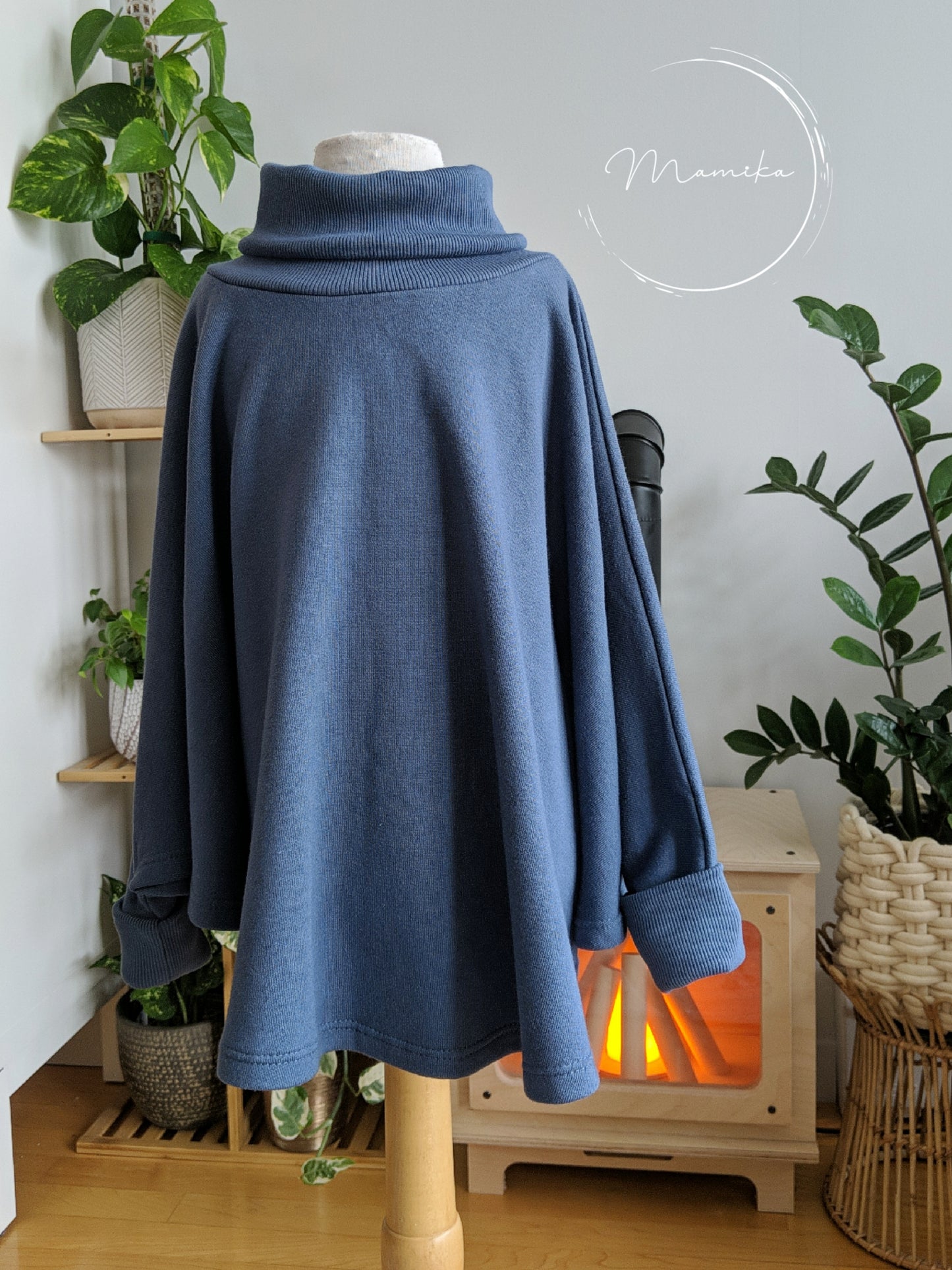 Poncho Col Roulé - Denim